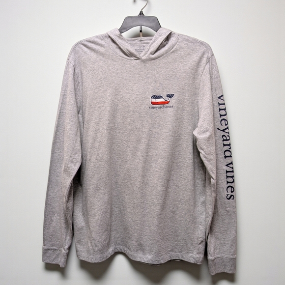 Vineyard Vines Men's Long Sleeve Hoodie Gray Heather with Patriotic Logo XL - Picture 11 of 11